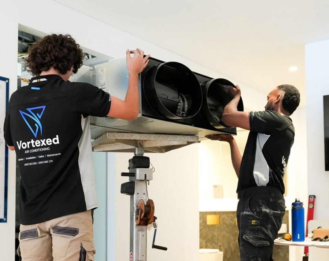 Reverse cycle ducted air conditioning system being installed and serviced in Sydney